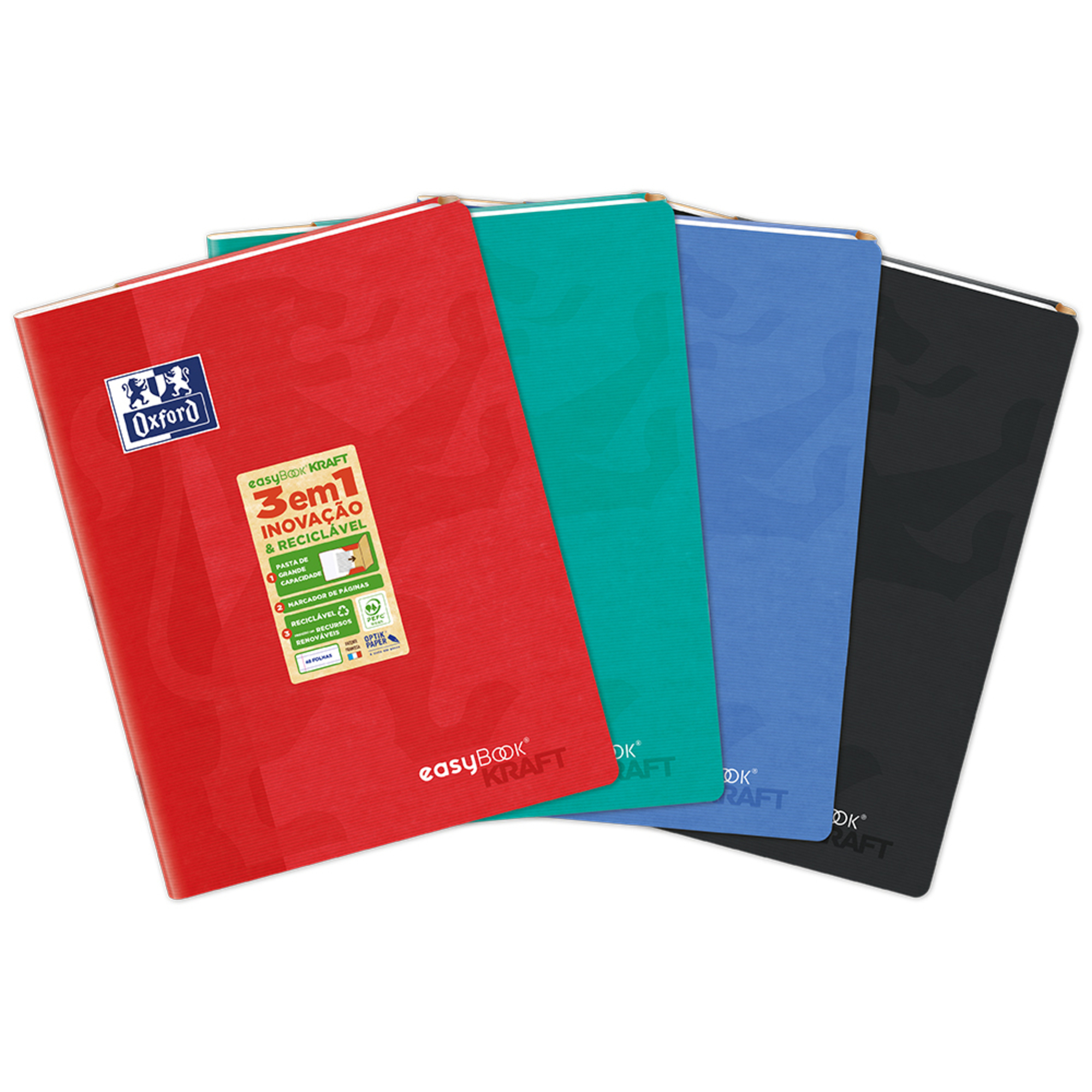 Oxford Caderno Agrafado Easybook Kraft A4 48 Folhas Pautado Cores