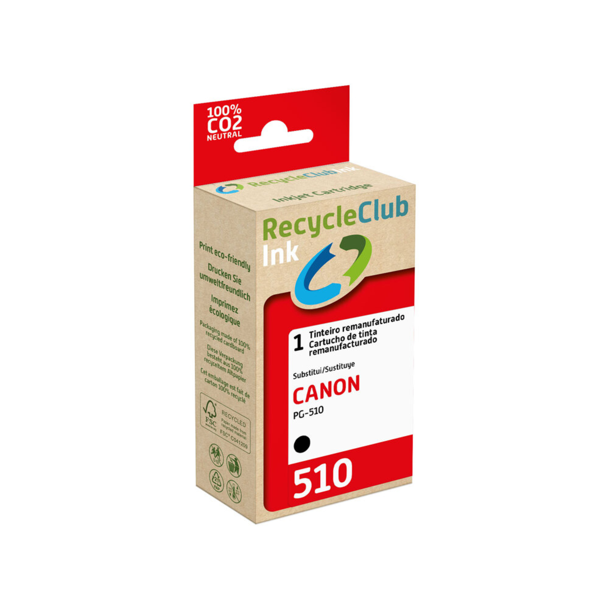 RECYCLECLUB Tinteiro Remanufaturado Compatível CANON PG 510 Preto