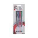 Staples Esferográfica de Tinta de Gel, Ponta Média de 0,5 mm, Corpo Transparente, Tinta de Várias Cores: Vermelho, Verde, Azul e Preto, Pack 4 Unidades