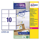 AVERY Etiquetas de Morada para Impressoras Laser, 99,1 x 57 mm, 15 Folhas, 10 Etiquetas por Folha, Autocolante, Branco