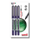uni-ball Esferográfica Eye Micro UB-150, Ponta Fina de 0,5 mm, Corpo Prateado, Tinta Azul, Pack 6 Unidades