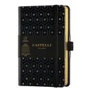 CASTELLI Bloco de Notas Honeycomb, 9 x 14 cm, 96 Folhas, Pautado, Capa Preta e Dourada
