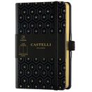 CASTELLI Bloco de Notas Honeycomb, 9 x 14 cm, 120 Folhas, Liso, Capa Preta e Dourada