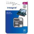 INTEGRAL MEMORY Cartão de Memória microSDXC/XC™ V30 UHS-I U3, 128 GB, 100 Mbps Velocidade Leitura, com Adaptador