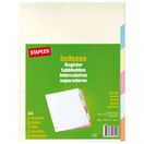 Staples Separador em Branco, Cartão, 6 Secções, A4, Várias Cores Pastel