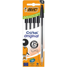 BIC Esferográfica Cristal Original, Ponta Média de 1 mm, Corpo Transparente, Tinta Preta, Pack 5 Unidades