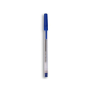 MAB Esferográfica Stick, Ponta de 0,7 mm, Corpo Transparente, com Clipe, Tinta Azul