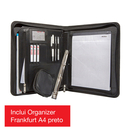 GENIE Capa Portfólio Frankfurt, A4, Pele Sintética, Preto, com Bloco de NoTas A4