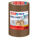 tesa Fita de Embalagem PVC Extra forte Desbobinagem silenciosa, 50 mm x 66 m, Castanho, Pack 3 X 66 Metros