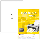 TOPSTICK Etiquetas Multiusos para Impressoras Laser e Jato de Tinta, 1 Etiqueta por Folha, 210 x 297 mm, Branco, 25 Folhas