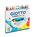 GIOTTO Canetas de Feltro Turbo Maxi, Ponta Grossa 5 mm, Embalagem de 12 Cores