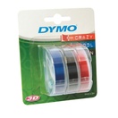 DYMO Fita Tradicional 9 mm x 3 metros Cores Sortidas 3 Unidades