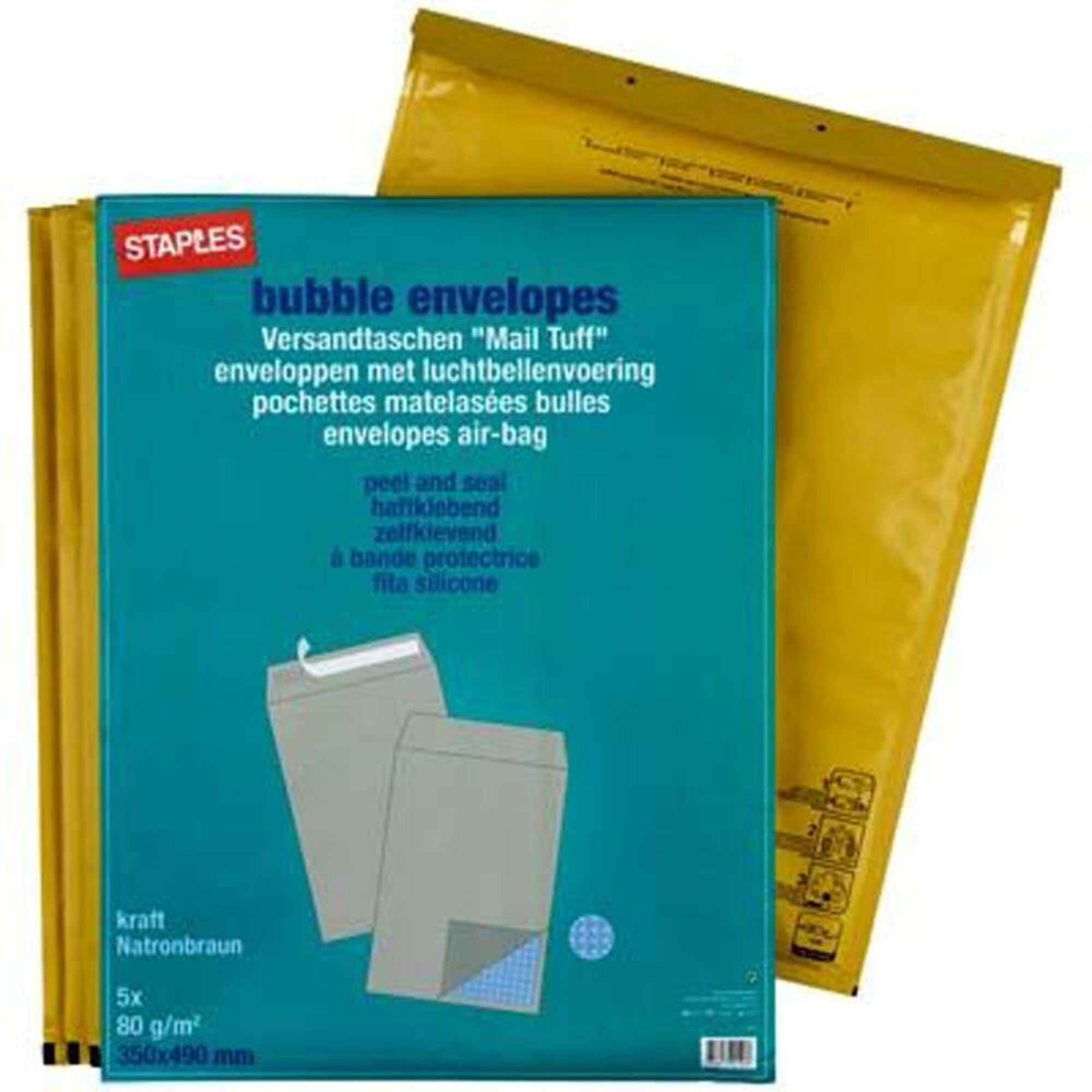 Staples Envelope Comercial, 350 mm, Bolha, Autocolante, Papel, Kraft 709501 em corporate