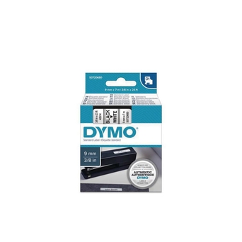 DYMO Cassete de etiquetas D1 padrão S0720680, preto sobre branco, 9 mm x 7 m