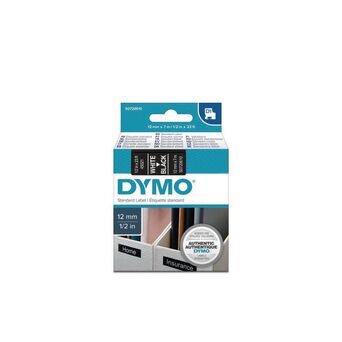 DYMO Fita D1 Padrão 45021, Branco sobre Preto, 12 mm x 7 m