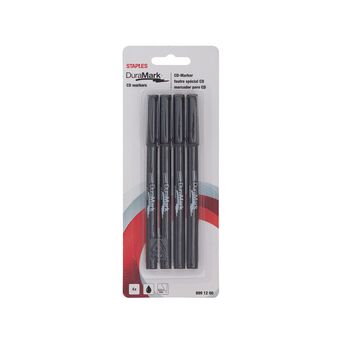 Staples Marcador Permanente, Ponta Fina 0,5 - 1 mm, Preto, Pack 4 Unidades