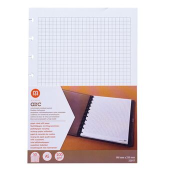 M by Staples Recarga de ARC Caderno Inteligente, A5, 50 Folhas, Quadriculado, Branco