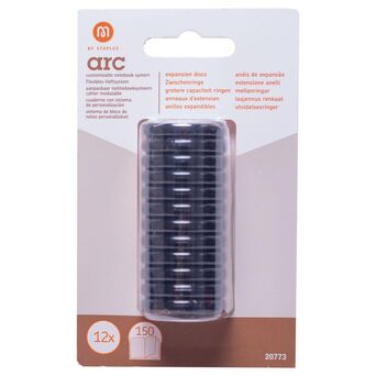 M by Staples Discos de Expansão para ARC Caderno Inteligente, 25 mm, Plástico, Preto, Pack 12 Unidades