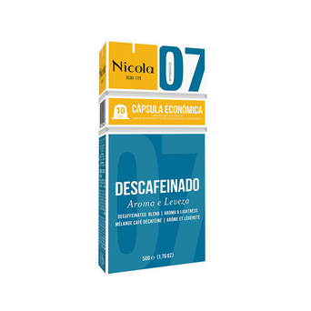 NICOLA Cápsulas de Café Descafeinado, Expresso. 50 g, Caixa de 10 doses