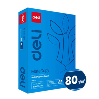 DELI Papel Impressora A4 MateCopy, 80 g/m², Branco, Resma 500 Folhas