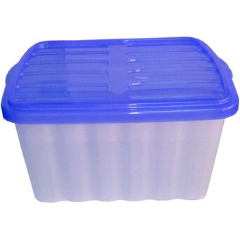 CLI Caixa de Arrumação Multiusos, 45 L, Transparente com Tampa Azul