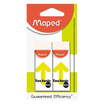 Maped Borracha Retangular Technic 600, Branco, Pack 2 Unidades
