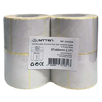 SITTEN Etiquetas Térmicas, 57 x 60 mm, 4 Rolos