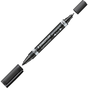 STAEDTLER Lumocolor, Marcador de Ponta Dupla, Ponta Dupla 0,6 - 1,5 mm, Tecnologia de Tinta Líquida, Preto