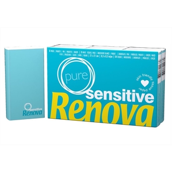 Renova Lenços de Papel Sensitive Pure, Não Aromatizados, Branco, Embalagem de 6 Pacotes Individuais