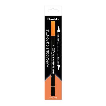 ZIG WATERCOLOUR SYSTEM Marcador 2 Pontas Art & Graphic Twin, Ponta Bala e Ponta Pincel, Laranja