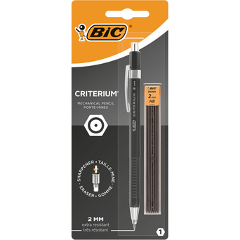 BIC Lapiseira CRiTERiUM, Minas HB de 2mm mm, Corpo Preto com Pega  com Minas