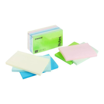 Staples Blocos de Notas Autocolantes Extra Aderentes, 76 x 127 mm, 70 g/m², Várias Cores em Néon e Pastel, Pack 6 X 90 Folhas