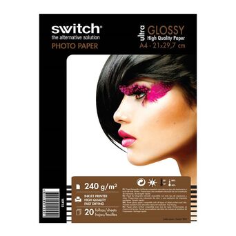 Papel Fotográfico Ultra Glossy para Impressoras Jato de Tinta, A4, Brilhante, 240 g/m², Branco