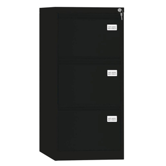 Armário de Arquivo com 3 Gavetas, 46 x 101 x 62 cm, Chapa de Aço, Preto