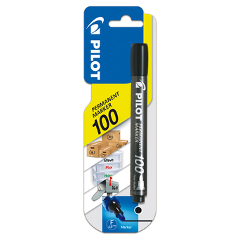 PILOT Marcador Permanente 100, Ponta Redonda Fina 4,5 mm, Tinta Preta
