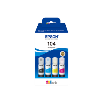 Epson Garrafa de Tinta 104, 260 ml, Preto, Azul, Magenta e Amarelo, Multipack, C13T00P640