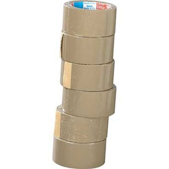 tesa Fita de Embalagem Polipropileno 50 mm x 66 m, Castanho, Pack 6 Unidades