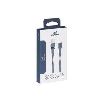 RIVACASE Cabo USB-A – USB-C BK12, 1,2 m, Preto
