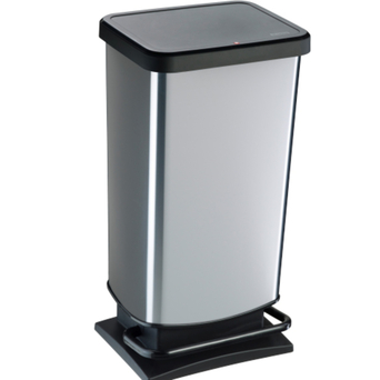 ROTHO Balde do Lixo com Pedal Paso, 40 L, Cinzento e Preto
