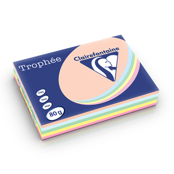 Clairefontaine Papel Impressora A4 Trophée, 80 g/m², Cores Sortidas Pastel, Resma