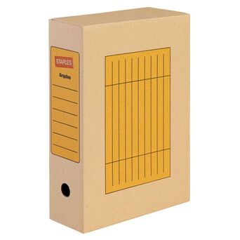 Staples Caixa de Arquivo Morto, A4, Lombada Larga, Castanho, Embalagem 25 Unidades