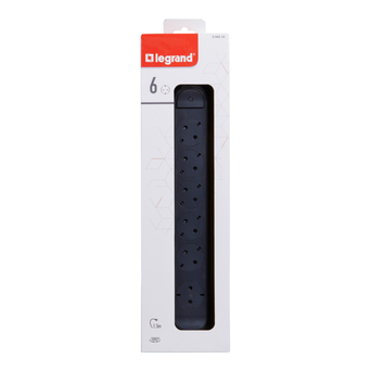 Legrand Bloco Rotativo 6 Tomadas, Cabo de 1,5 m, Preto