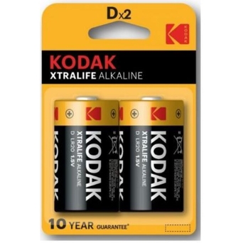 KODAK Pilha Alcalina Xtralife, D, LR20, 2 Unidade