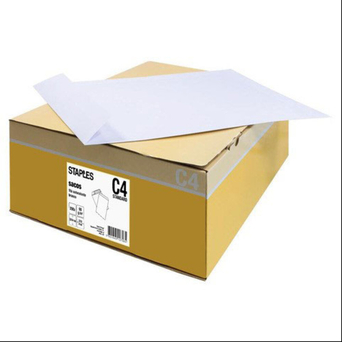 Staples Envelope Comercial, International C4, 324 x 229 mm, Retirar e Fechar, Branco, Caixa 250 Unidades
