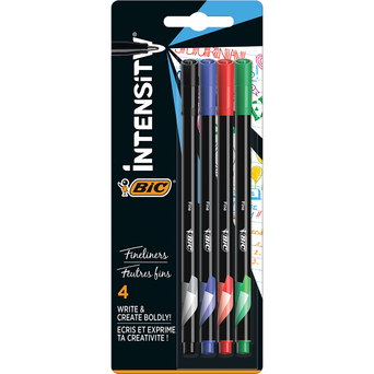 BIC Marcador Fine Liner Intensity™, Ponta Fina de 0,8 mm, Sortido, 4 Unidades