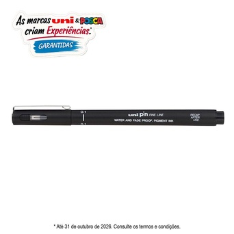 uni-ball Marcador Fine Liner Pin, Pigmentado, Ponta de 0,1 mm, Preto