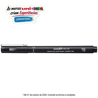 uni-ball Marcador Fine Liner Pin, Pigmentado, Ponta de 1 mm, Preto