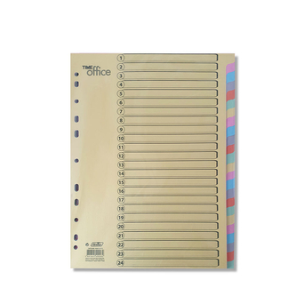 TIMEOFFICE Separador, Cartolina, A4, 24 Seções, A4, Diversas Cores