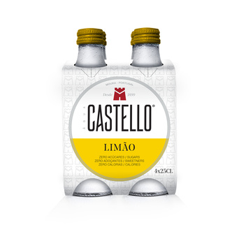 CASTELLO Água com Gás, Sabor a Limão, 25 cl, Pack 4 Unidades