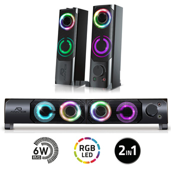 ADVANCE Coluna para PC SoundPhonic 2.0, 6W, RGB Arco-Íris